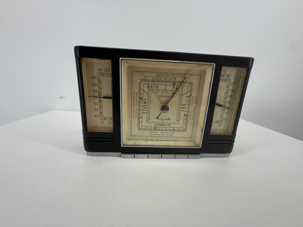 Airguide Weather Station Barometer Thermometer Hygrometer Art Deco Vintage USA